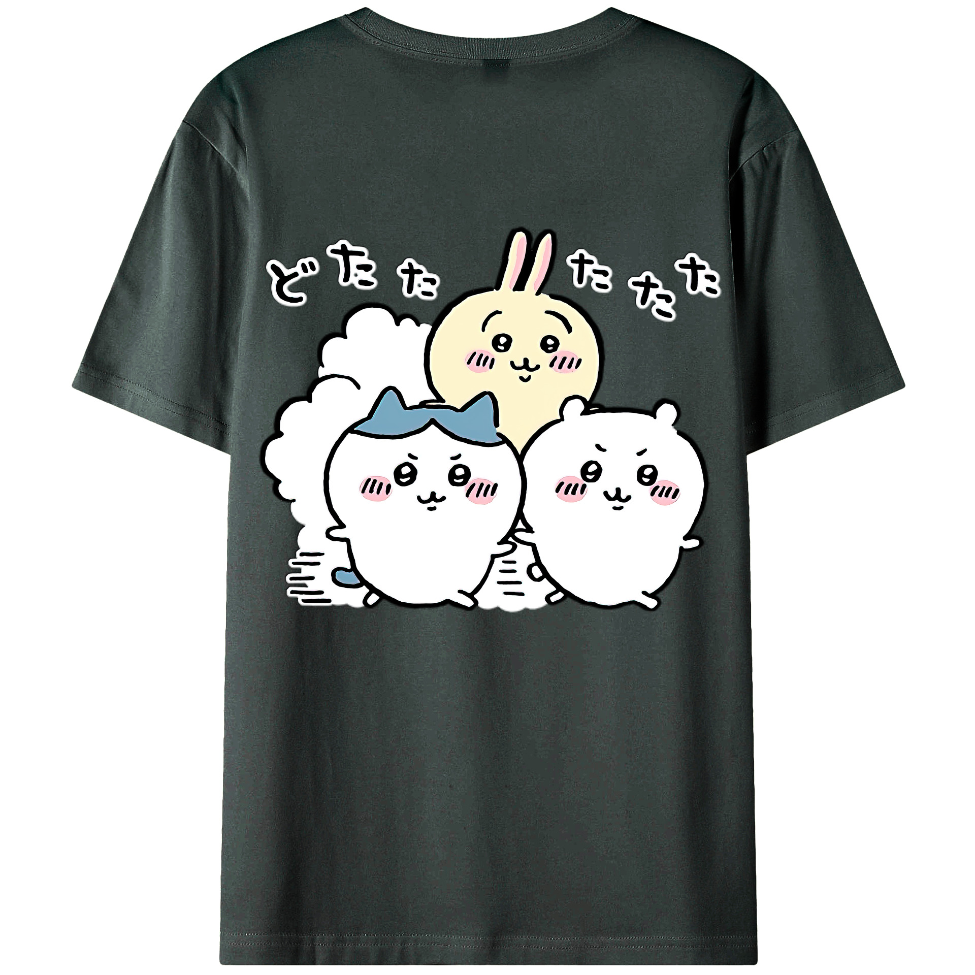 （画像用） ちいかわ ハチワレ Chii-kawa hachiware 綿100％ メンズ半袖Tシャツ（バックプリント） 通気性